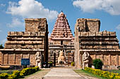 The great Chola temples of Tamil Nadu - The Brihadisvara temple of Gangaikondacholapuram. The imposing eastern gate, now dilapidated. 